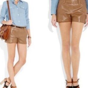 A.P.C. High Waist Tan Leather Shorts